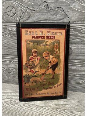RusticEzra Mertz Flower Seeds Wooden Hanging Sign Garden Wall Decor 6” X 9.5”
